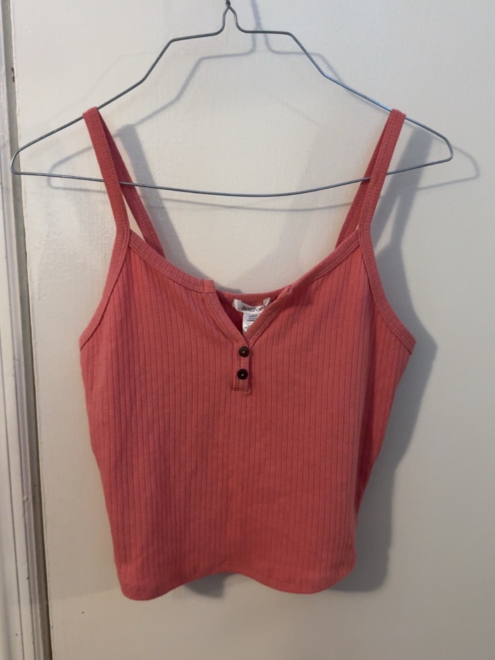 Bozzolo Coral Ribbed Tank with Button Front